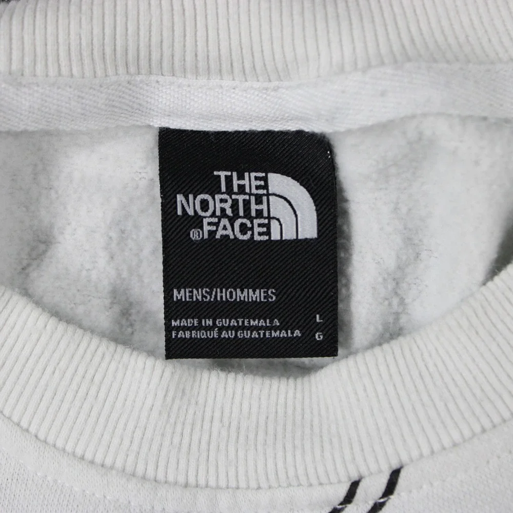The North Face Mens Large White Multi Logo Graphic‎ Crewneck Sweatshirt Fleece